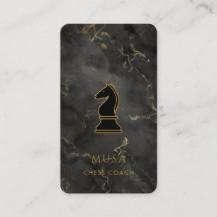 Carte De Visite Coach Black Marble & Gold Chess