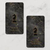 Carte De Visite Coach Black Marble & Gold Chess (Devant / Derrière)