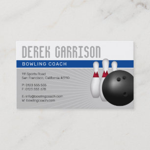 Carte De Visite Coach de Bowling Offre Sport Parfait Bleu Profon