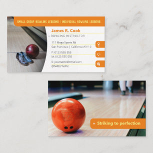Carte De Visite Coach de Bowling Photo Sport Orange