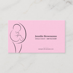 Carte De Visite Coach de naissance Doula Minimal Rose Enceinte