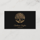 Carte De Visite coach de vie moderne tendance arbre de vie or yoga (Devant)
