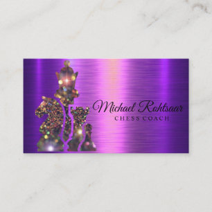 Carte De Visite Coach d'échecs King Metallic Argent Faux voiture d