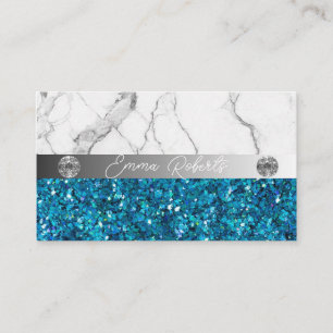Carte de visite Coach Diamant Marbre Bleu Argenté