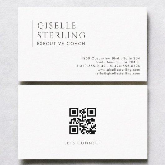 Carte de visite Coach Exécutif Moderne Code QR