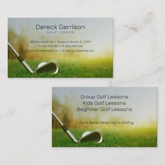 Carte De Visite Coach golf | Cours d'instructeur professionnel de (Devant / Derrière)