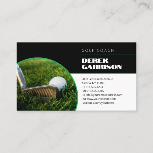 Carte De Visite Coach golf | Cours d'instructeur professionnel de (Devant)