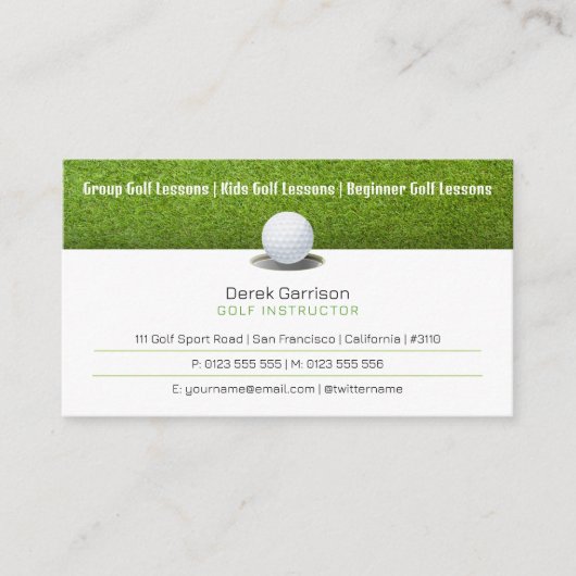 Carte De Visite Coach golf | Cours d'instructeur professionnel de (Devant)