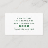 Carte De Visite Coach Joueur de hockey sur glace vert Silhouette S (Dos)