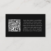 Carte De Visite coach moderne fitness trainer photo qr code (Dos)