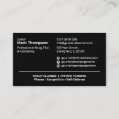 Carte De Visite Coach Muay Thai et Kickboxing - noir et blanc (Dos)