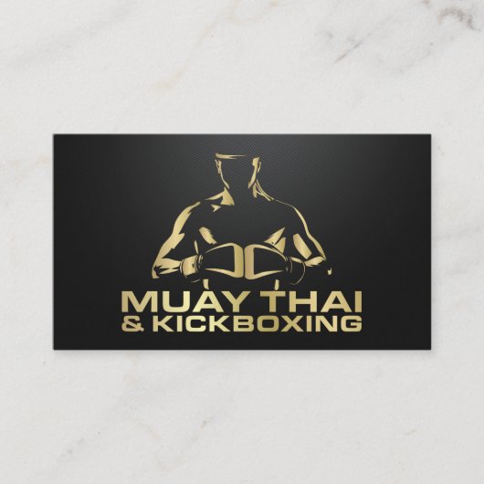 Carte De Visite Coach Muay Thai et Kickboxing - Noir et Or (Devant)