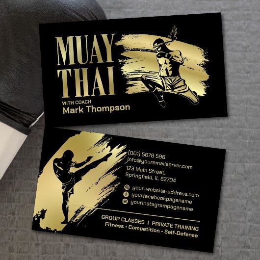 Carte De Visite Coach Muay Thai et Kickboxing - Rouge Bleu
