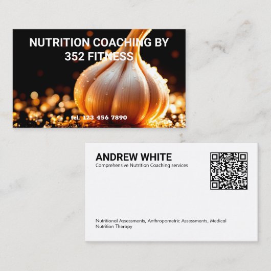 Carte De Visite Coach nutritif QR personnalisé (Devant / Derrière)