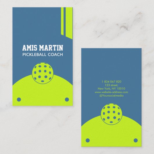 Carte De Visite Coach Pickleball Jaune (Devant / Derrière)