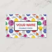 Carte De Visite Coach Pickleball perroquets et pickeballs (Devant)