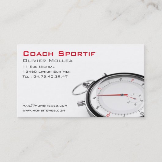 Carte de visite, coach sportif ou entraineur (Devant)