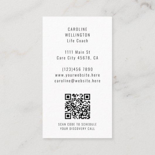 Carte De Visite Coach Vie Moderne Aquarelle QR Code (Dos)