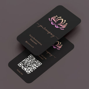 Carte De Visite Coach Wellness Thérapiste Élégant Rose Noir