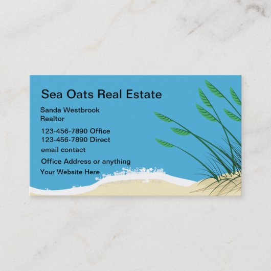 Carte De Visite Coastal Beach Real Estate Agent (Devant)