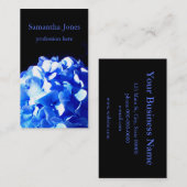 Carte De Visite Cobalt bleu floral élégant bleu hydrangées (Devant / Derrière)