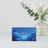 Carte De Visite Cobalt Blue Floral Modern Geometric Ocean (Debout devant)