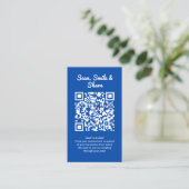 Carte De Visite Cobalt Blue Photo Sharing Capture Love QR Code  (Debout devant)