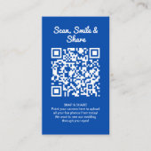 Carte De Visite Cobalt Blue Photo Sharing Capture Love QR Code  (Devant)