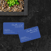 Carte De Visite Cobalt Nom Bleu Dans Le Script Signature Un Côté