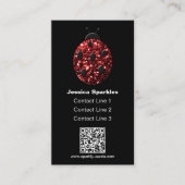 Carte De Visite Coccinelle paillettes rouges Monogramme code QR no (Devant)
