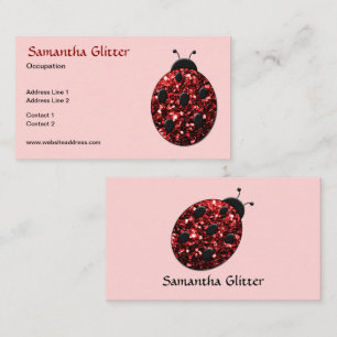 Carte De Visite Coccinelle rouge scintillante rose