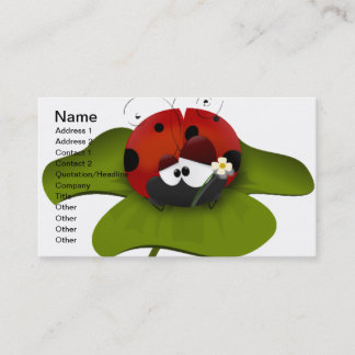 Carte De Visite Coccinelle sur une feuille verte