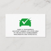 Carte De Visite Coche verte | Services automatiques | Voiture (Dos)