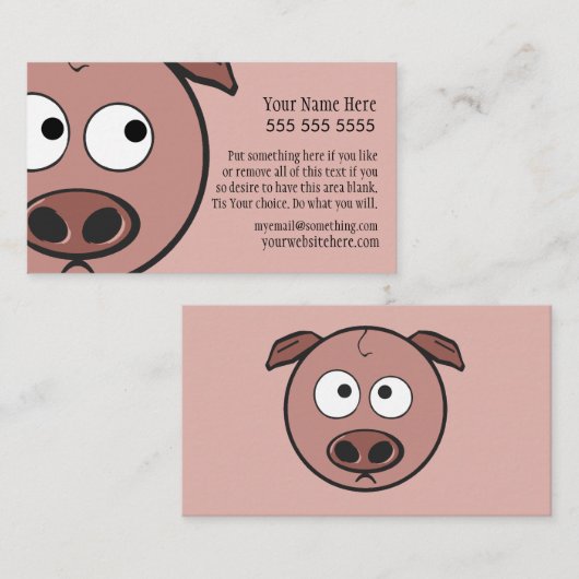 Carte De Visite Cochon mignon (Devant / Derrière)