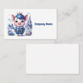 Carte De Visite Cochon royal bleu (Devant / Derrière)