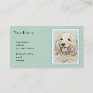 Carte De Visite Cocker Spaniel Buff Peinture - Art Chien original