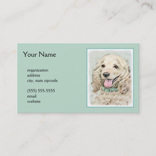Carte De Visite Cocker Spaniel Buff Peinture - Art Chien original (Devant)