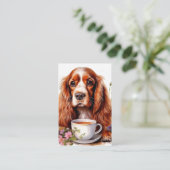 Carte De Visite Cocker Spaniel noir blanc (Debout devant)