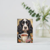 Carte De Visite Cocker Spaniel noir blanc (Debout devant)