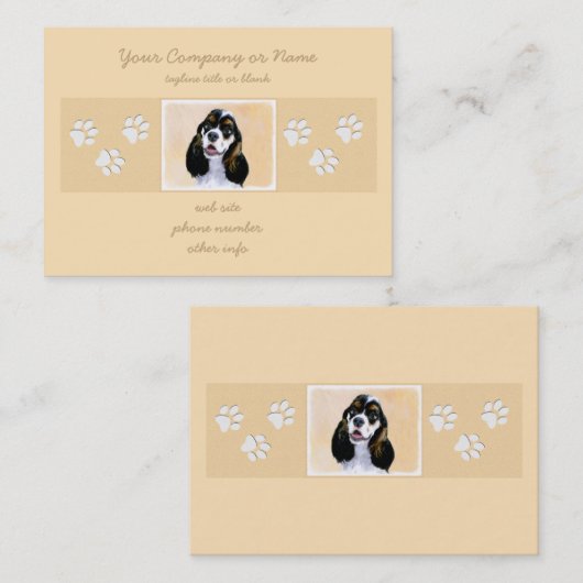 Carte De Visite Cocker Spaniel (Parti) Peinture - Art Chien origin (Devant / Derrière)