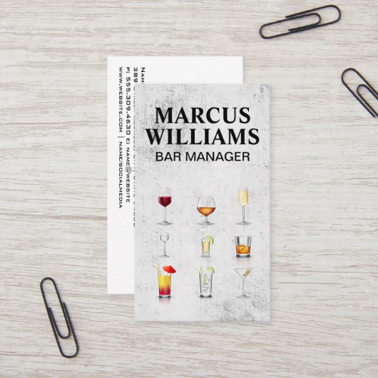 Carte De Visite Cocktail (Devant/Arrière en situation)