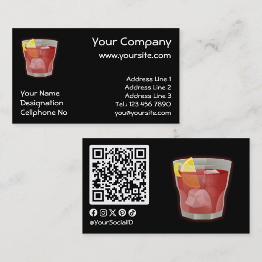 Carte De Visite cocktail Americano (Devant / Derrière)