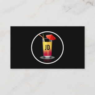 Carte De Visite Cocktail avec parapluie et paille