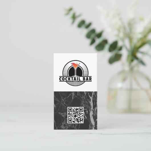 Carte De Visite Cocktail Bar Logo Graphic | QR Code (Debout devant)