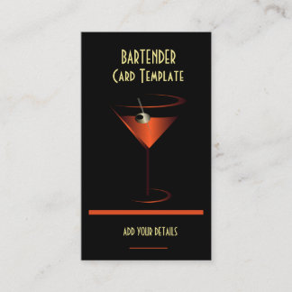 Carte De Visite Cocktail bartender Red Metallic