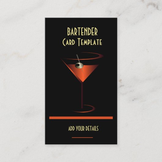 Carte De Visite Cocktail bartender Red Metallic (Devant)