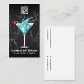 Carte De Visite Cocktail Blue Martini Splash (Devant / Derrière)