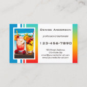 Carte De Visite Cocktail d'été coloré Barman de plage  (Dos)