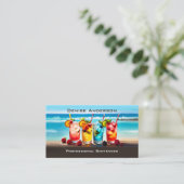 Carte De Visite Cocktail d'été coloré Barman de plage  (Debout devant)