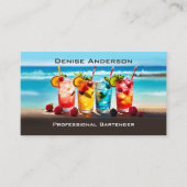 Carte De Visite Cocktail d'été coloré Barman de plage  (Devant)